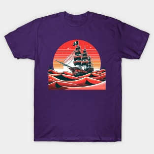 Pirate ship in the red desert T-Shirt